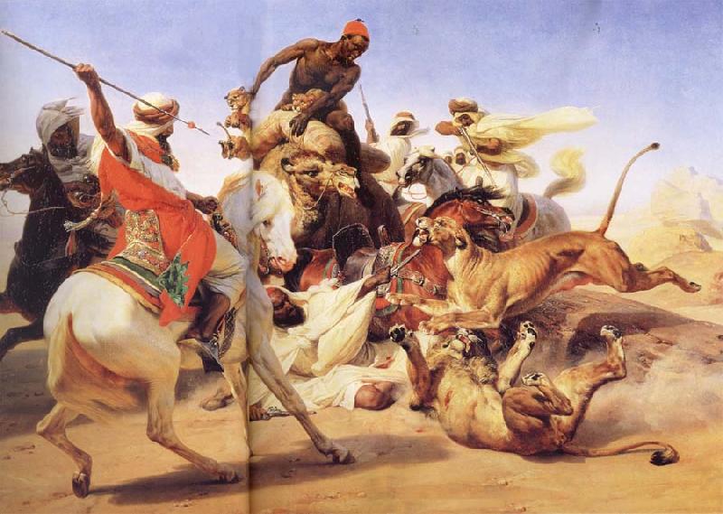 Horace Vernet Lion Hunt Germany oil painting art